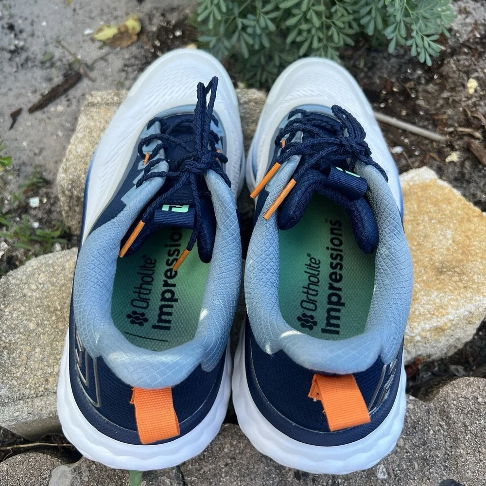 Foot Joy Quantum Golf Shoe Spikeless 10 M FJ White Blue Orange 57041 Men's